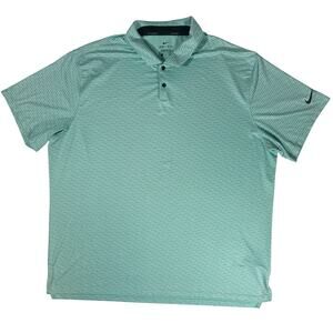 Nike Dri-FIT Golf Polo XXL Aqua Green Striped Standard Fit